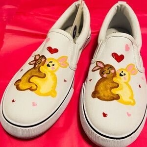 Womans Slip-On Shoes with Bunny Design